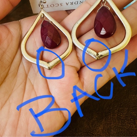 Kendra Scott Gold Frame Earrings with Deep Red Accents - Picture 4 of 5